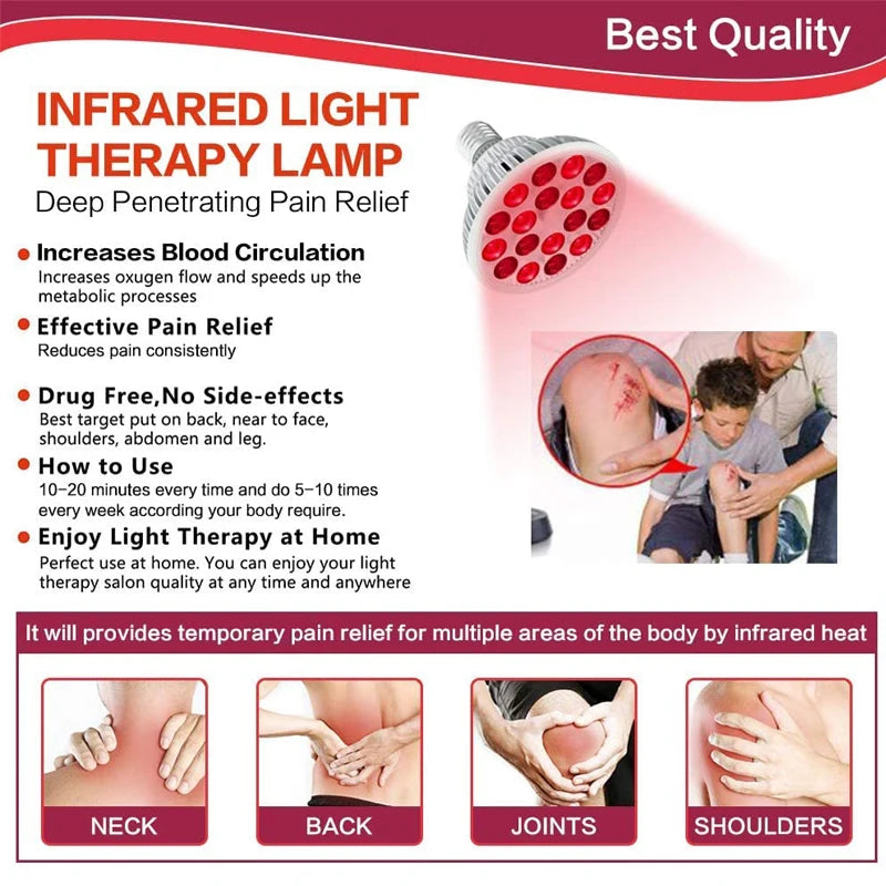 Red Light Therapy LED E27 54W Red Light LED Massage Therapy Lamp  660nm 850nm Near Infrared Therapy Light LED Lamp/ Red Light Grow LED Bulb