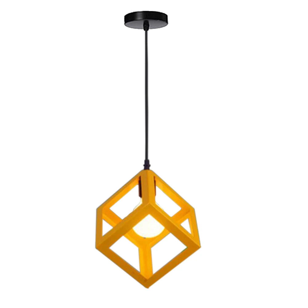 Nordic Style 3 in 1 Pendant Lights Creative Geometric Lamp Shade Cube E27 Base Metal Hanging Light Square Ceiling Lighting Decors