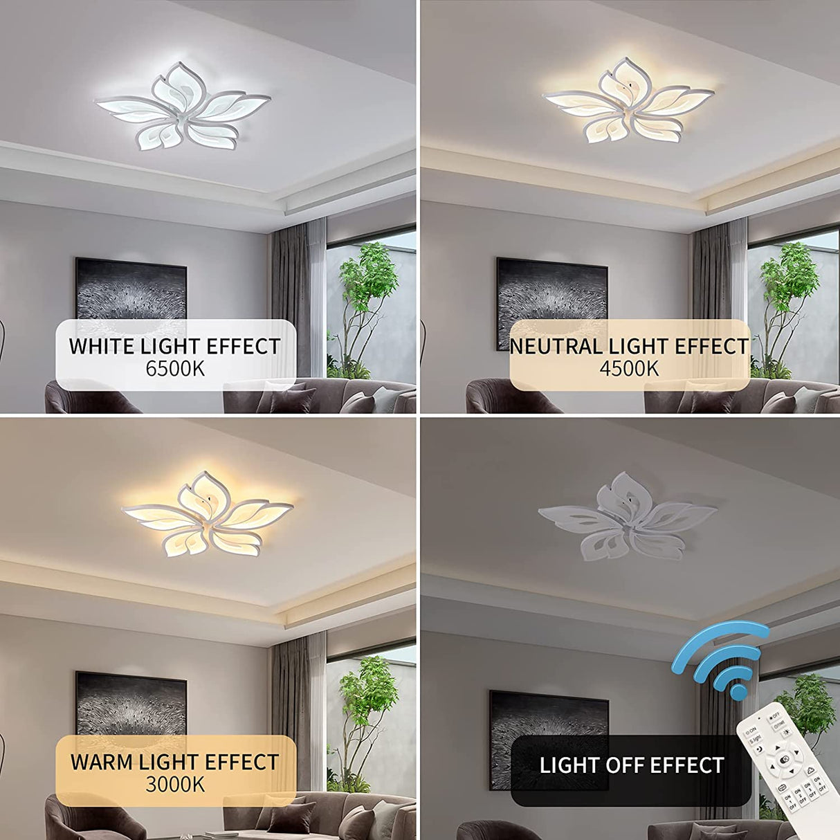 LED Ceiling Lights Dimmable 51-70W 70CM Flush Ceiling Lamps Fixture with Remote Control Living Room Bedroom Indoor Lighting Lamp