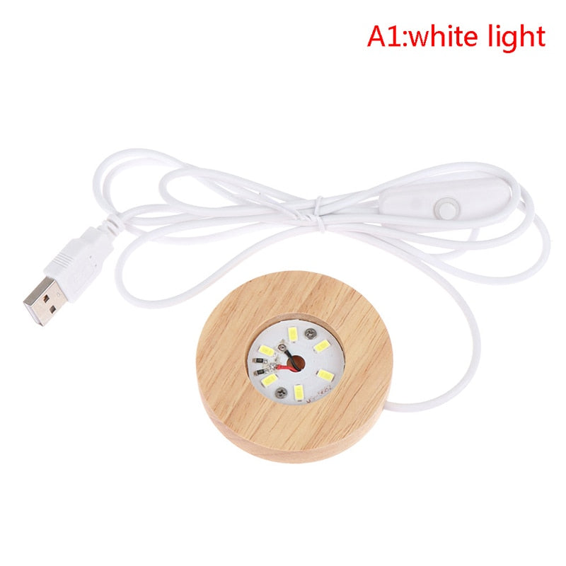 Rechargeable Remote Control Wooden LED Light Rotating Display Stand Lamp Holder Lamp Base Art Ornament New