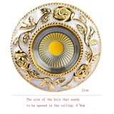European Style Golden Rose Pattern Resin Led Embedded Downlight Living Room Restaurant Corridor Loft 5W 7W Recessed Spot Lamp