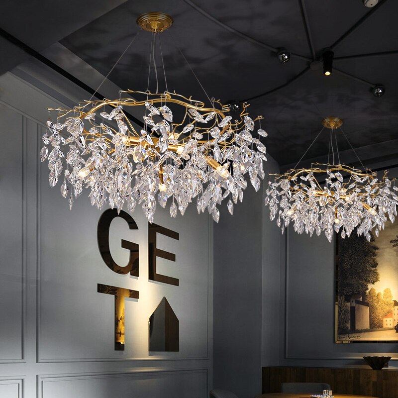 Postmodern Gold Crystal LED Chandelier Lighting Lustre Suspension Luminaire Lampen for Dinning Room Dining Room Home Decoration