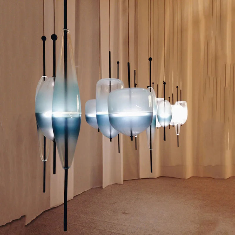 Wonder Glass Night Flow Bespoke Glass pendant light teardrop-shaped Blue pendant light art deco Italian Replica designer Lamp