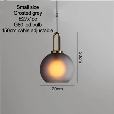 Smoke Grey  Sphere glass hanging lamp Transparent Cylindrical Edison glass pendant lighting Simple lines pendant lamp droplight