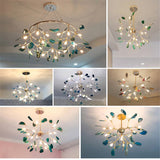Nordic Romantic Firefly LED Chandelier Light Stylish Tree Branch/Round Metal Dining Room Restaurant Ceiling Spotlight Chandelier