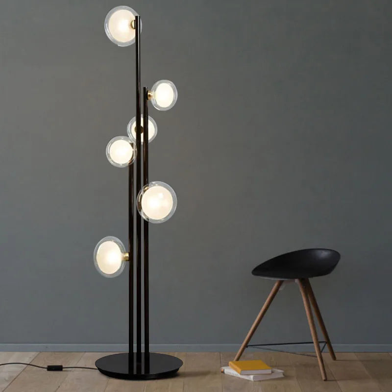  FLOOR LAMP Vintage glass ball floor lamp Vertical For Bedroom Room Decoration G9 Designer Black Nordic minimalist lamp