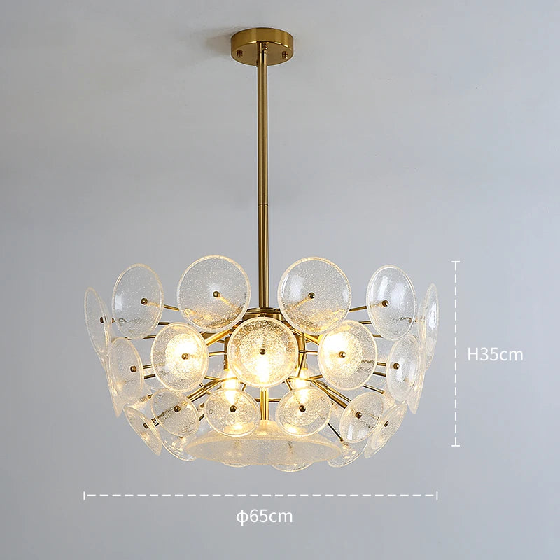 Modern Chandelier Round Ceiling Frosted Glass Copper Hanging Lamp luxury Pendant Lights For Living Bedroom Dining Room