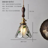 Retro Pastoral Pendant Lamp Stained Glass Hanging Lamp Nordic Bedside Bedroom Bar Restaurant Personalized Decorative Chandelier