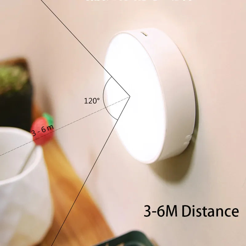 USB Recharge LED PIR Infrared Sensor Night Light 8 Light Beads Cabinet Closet Wall Lamp for Home Bedroom Corridor