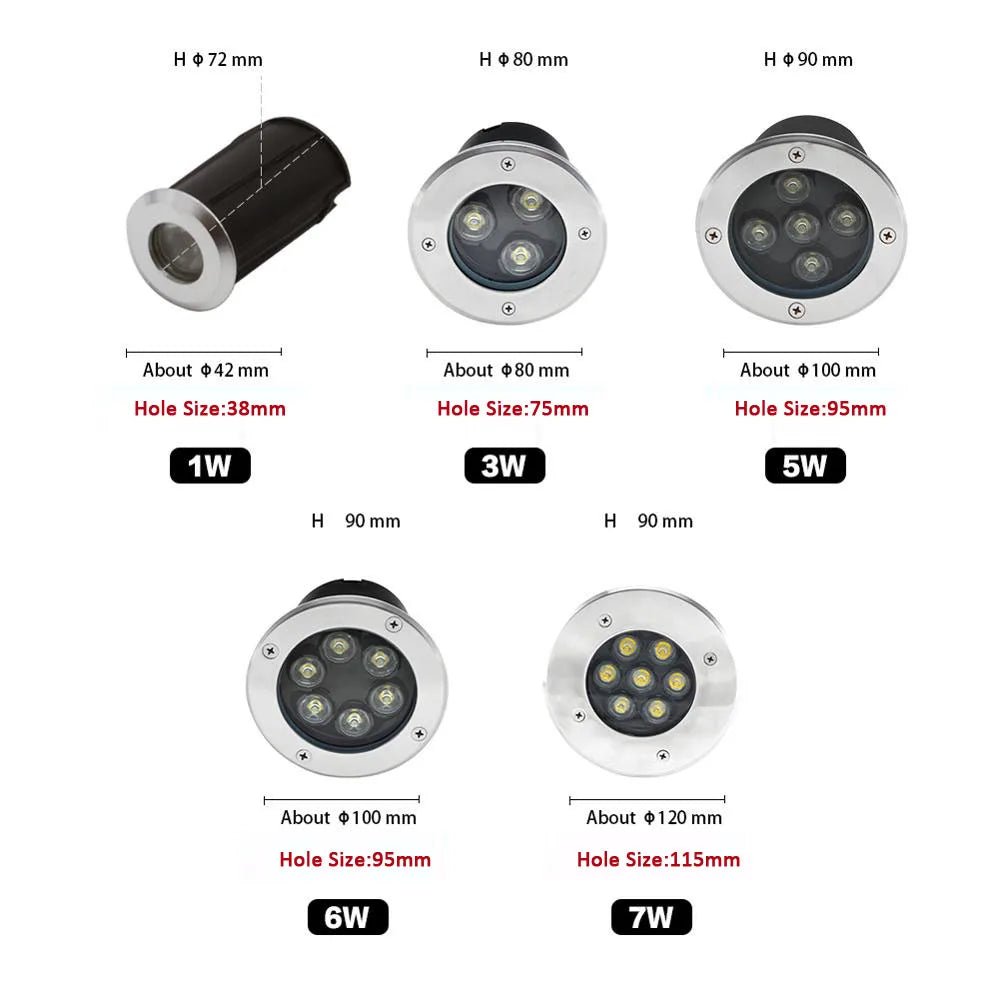 IP68 LED Underground Lamp 6W 9W 12W 15W 18W Recessed Stairs Flood Light Ground Spotlight Waterproof Outdoor Garden 220V 12V 24V