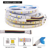 LED Strip 5050 RGB CCT RGBCCT RGB White Lights 12V 24V Waterproof 5M 300LED Blue Warm White LED Tape Lights Flexible