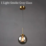 Amber Smoke Gray Clear Glass Pendant Lamp LED Hanging Light for Dining Room Table Kicthen Island Bedroom Bedside Lighting