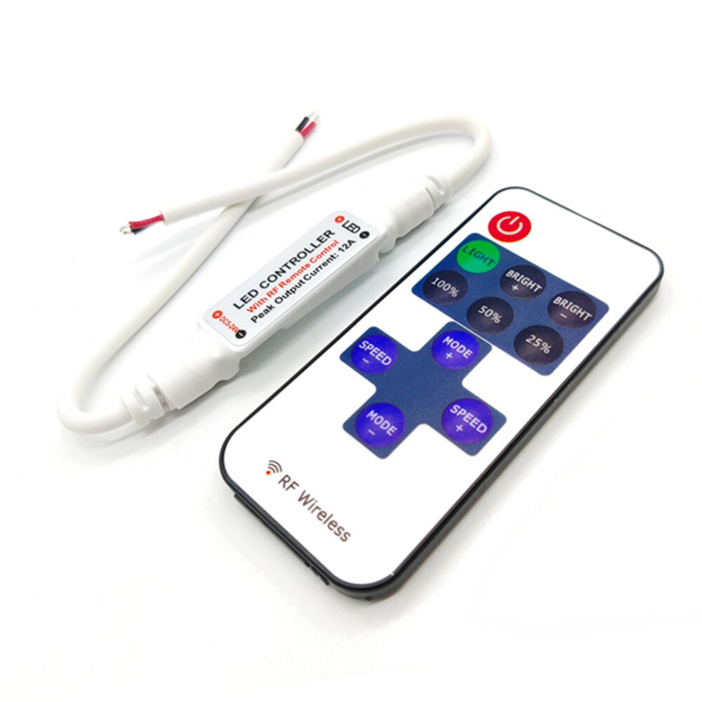 Mini 11 key LED Controller DC 12V Led Strip Controller Dimmer Wireless RF Remote to Control Single Color Strip Lighting