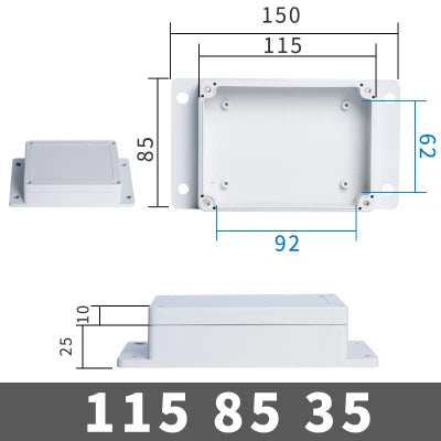 IP67 Waterproof Electronic Project Box with Mounting Ears - Outdoor Plastic Junction Enclosure & Instrument Housing Case