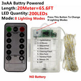 Remote Control Fairy Lights Copper Wire Timer LED String Lights Garland Christmas Decoration Lights USB Battery Powered 5/10/20M