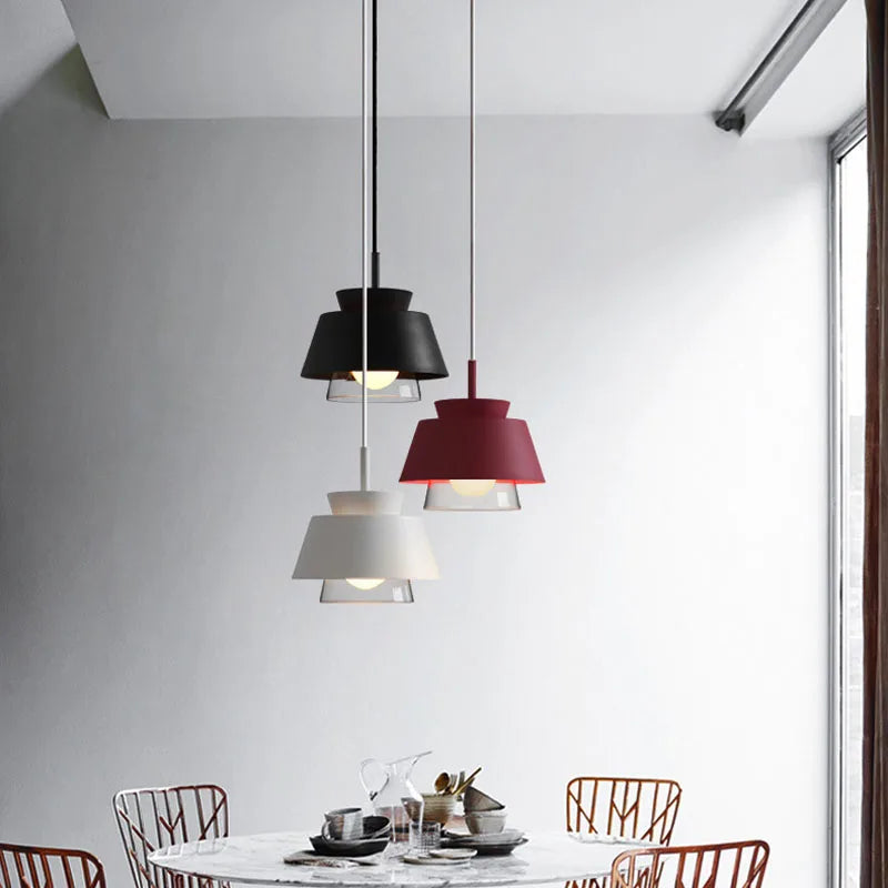 Nordic Colorful Iron Glass Led Pendant Light Modern Dining Room Kitchen Hanging Lamp Lighting Fixtures Loft Industrial Art Decors