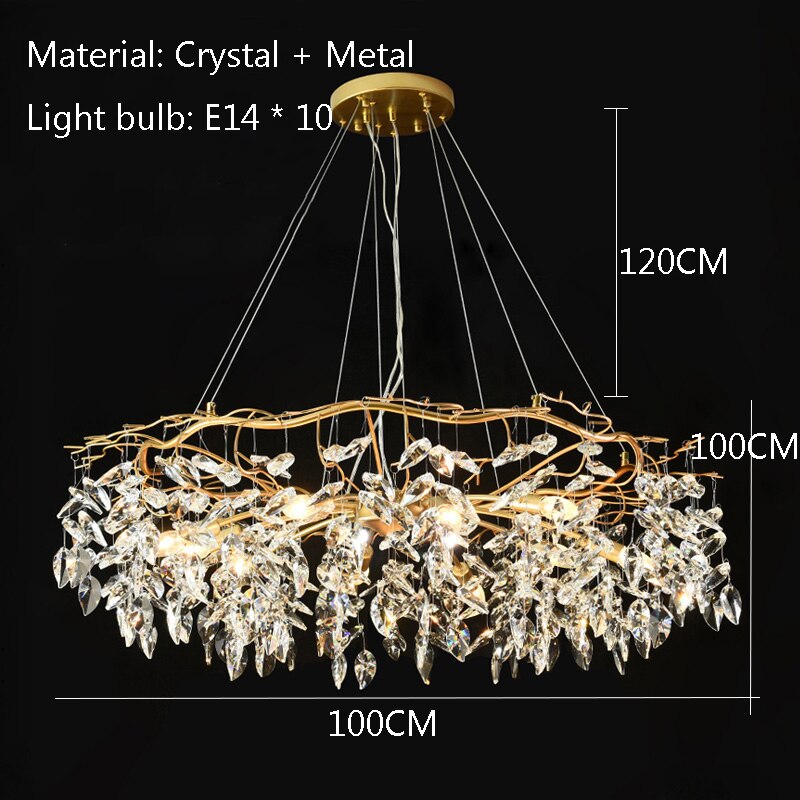 Nordic Luxury Crystal Chandelier Lighting Modern Simple Gold Lustre Hanging Lamp for Living Room Hotel Hall Home Decor Lighting