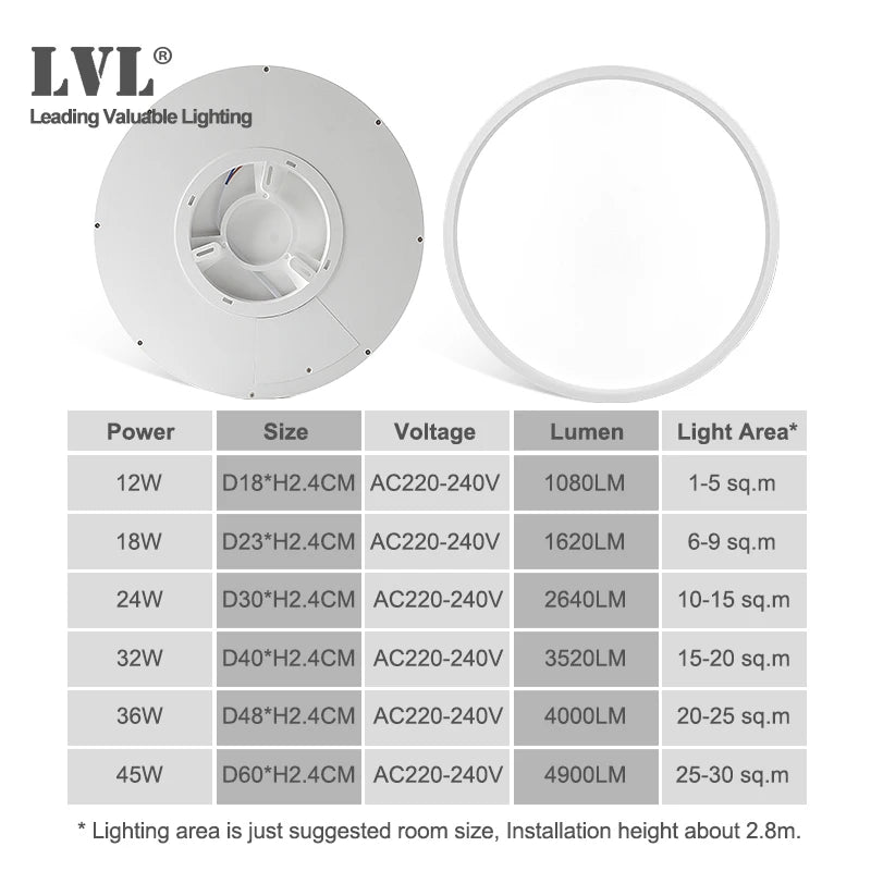 Modern LED Ceiling Light - Wood Grain & Gold 3-Color Home Lighting