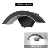 18/24W Modern PIR Motion Sensor Curved Led Wall Lamp Outdoor Waterproof IP65 Front Door Garden Porch Sconce Induction Wall Light