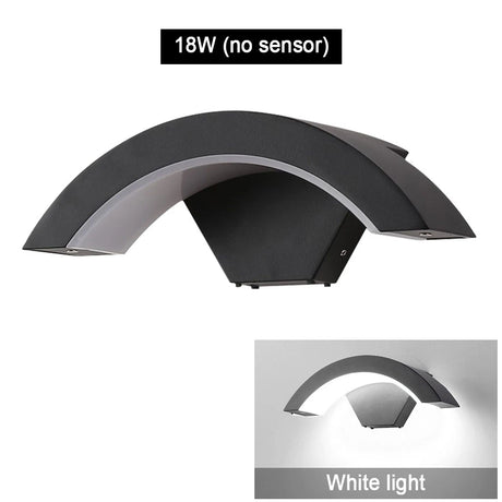 18/24W Modern PIR Motion Sensor Curved Led Wall Lamp Outdoor Waterproof IP65 Front Door Garden Porch Sconce Induction Wall Light