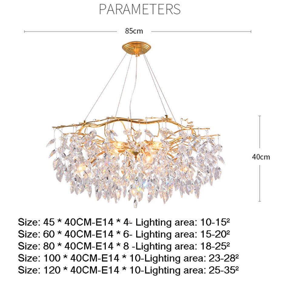 Postmodern Gold Crystal LED Chandelier Lighting Lustre Suspension Luminaire Lampen for Dinning Room Dining Room Home Decoration