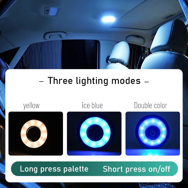 Wireless USB Led Reading Lamp Abs Dome Roof Ceiling Reading Trunk Ambient Light Bulb White Yellow Car Interior Atmosphere Light