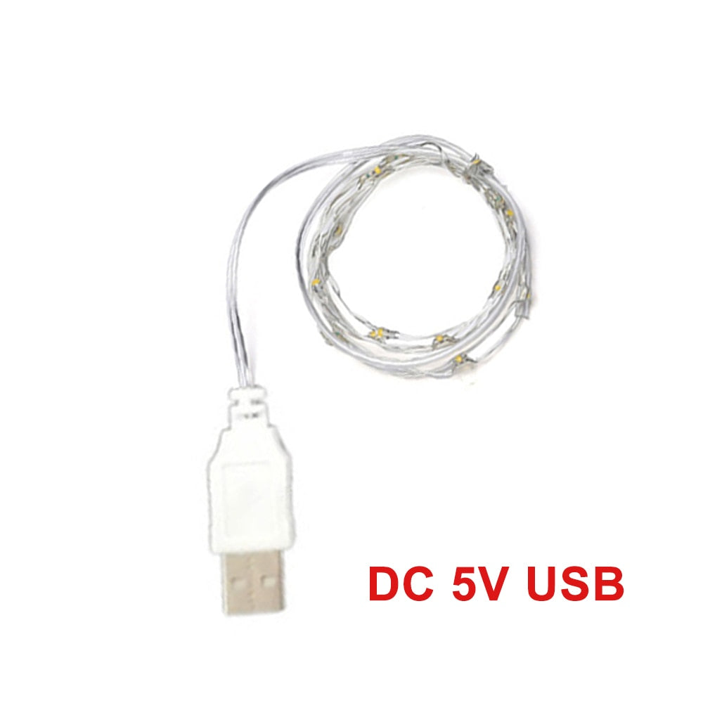 Fairy Lights Copper Wire LED String Lights Christmas Garland Indoor Bedroom Home Wedding New Year Decoration USB Battery Powered