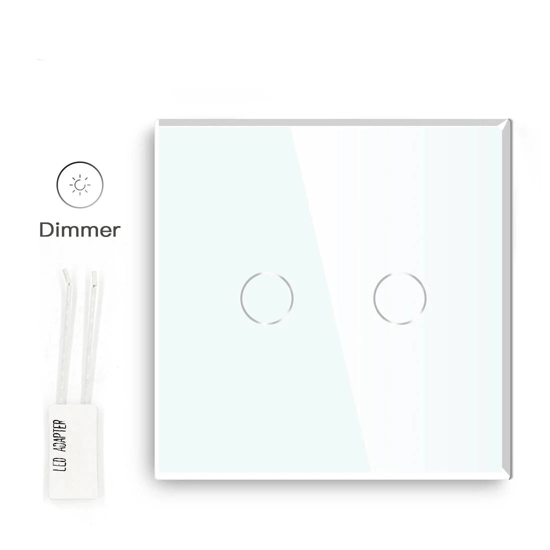 Bseed EU Touch Dimmer Switch 2 Gang 1 Way Led White Black Gloden Crystal Class Panel Dimmer