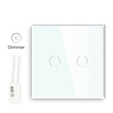 Bseed EU Touch Dimmer Switch 2 Gang 1 Way Led White Black Gloden Crystal Class Panel Dimmer
