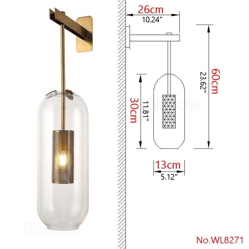 Modern Glass Wall Lights Led Metal Lamps Nordic Wall Lamps for Bathroom Bedroom Living Room Home Lights Loft Fixtures Luminaire