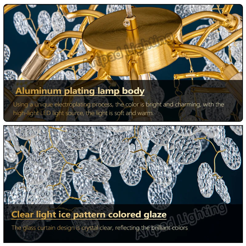 Crystal Ceiling Chandelier Led Luxury Indoor Lighting Home Decoration For Living Room Bedroom Large Hanging Chandeliers Gold