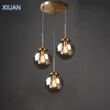 Amber Smoke Gray Clear Glass Pendant Lamp LED Hanging Light for Dining Room Table Kicthen Island Bedroom Bedside Lighting