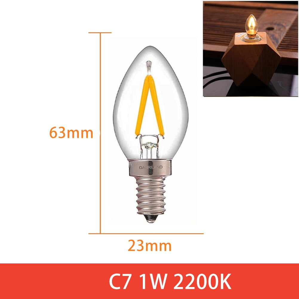 Led Candle Light Bulb E12 E14 Effect Dimmable Bulb C7 0.5W T22G 1W Home For Decors Lighting Ampoule Candle Bulb
