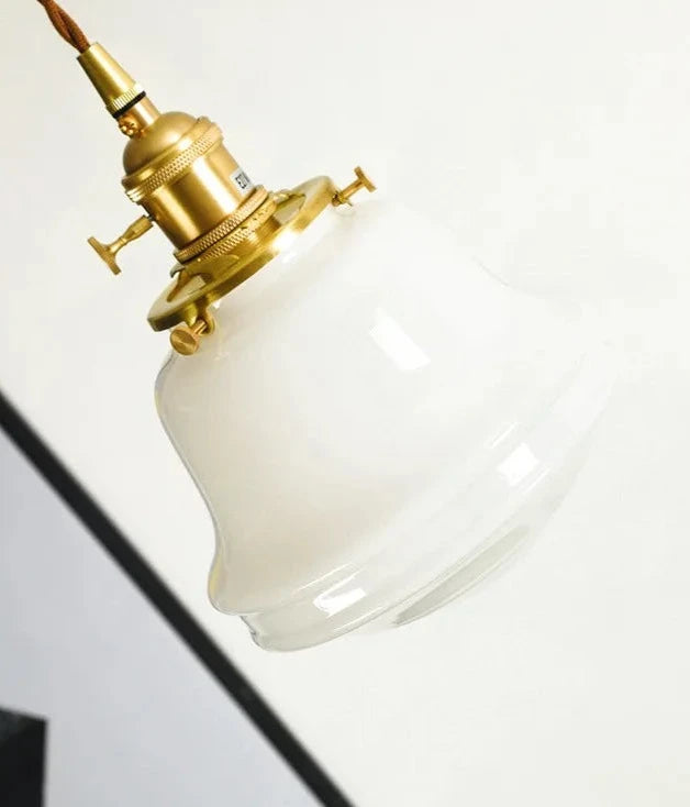White Glass LED Pendant Light Fixtures Japanese Style Nordic Modern Copper Pendant Lamp Hanging Lights Luminaria Lampara
