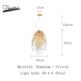 Postmodern Art Gold Crystal Led Chandeliers Luxury Dining Room Lamps Villa Living Room Bedroom Hotel Indoor Lighting Suspension