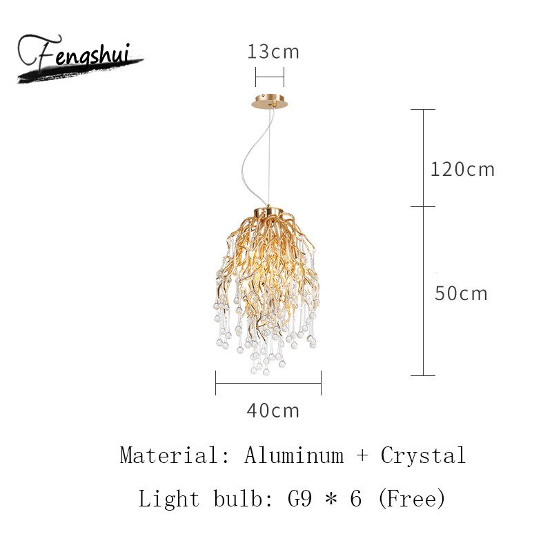 Postmodern Art Gold Crystal Led Chandeliers Luxury Dining Room Lamps Villa Living Room Bedroom Hotel Indoor Lighting Suspension
