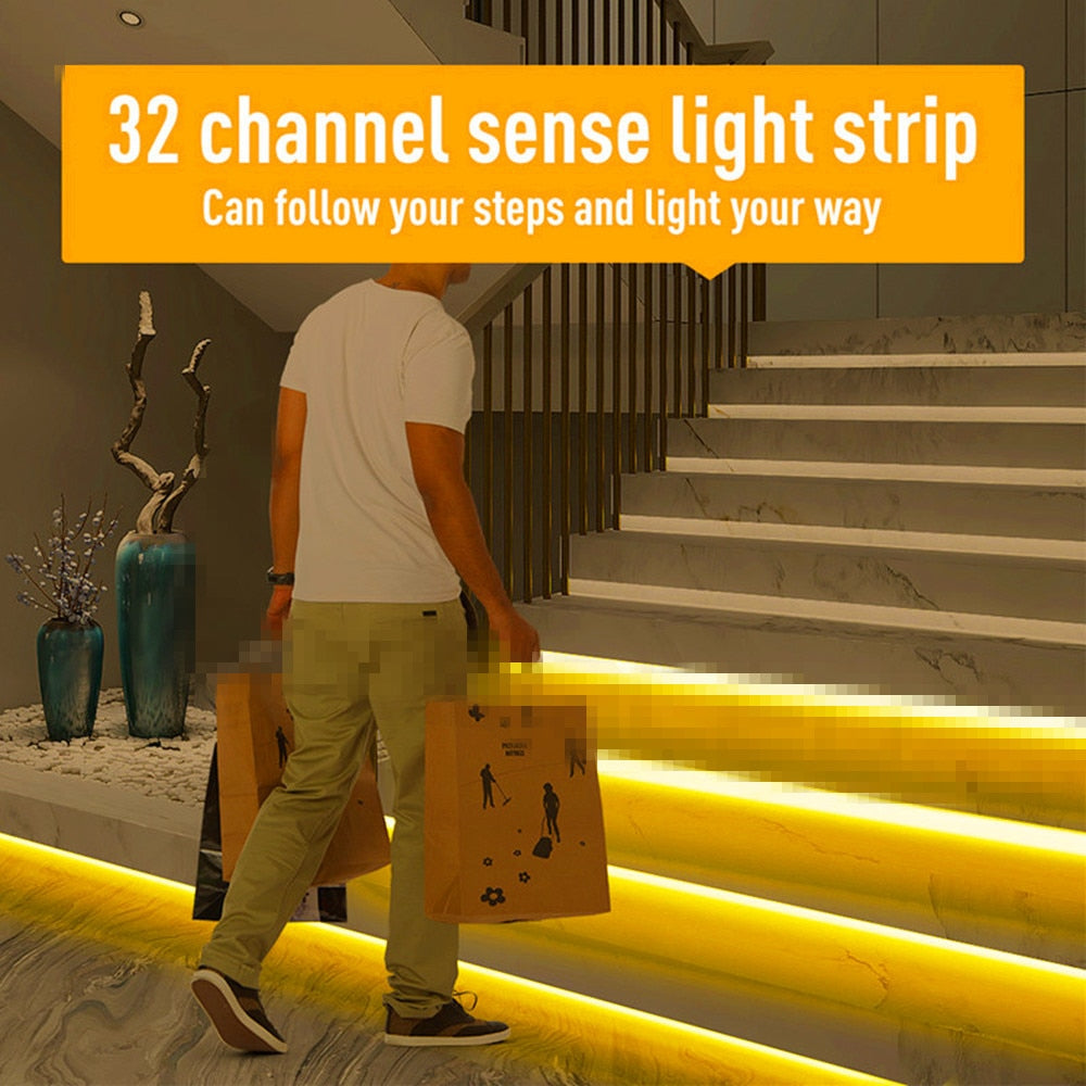 Stair LED Motion Sensor Controller DC 12V 24V 32 Channels Indoor PIR Night Light Dimmer For Stairs Flexible Strip