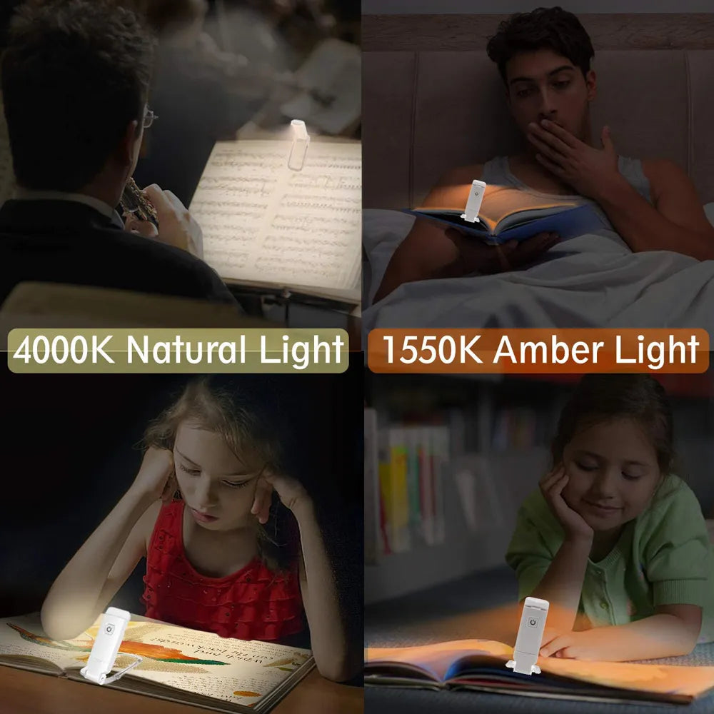 USB Rechargeable Book Reading Light Brightness Adjustable LED Clip on Book Light Eye Care Book Lamp for Kids Read Light