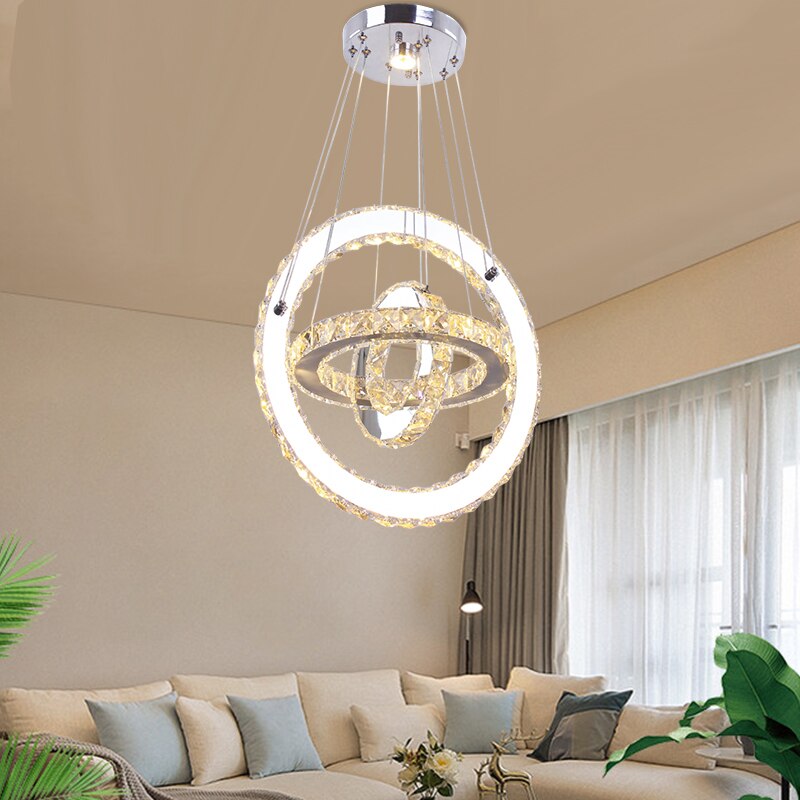 Luxury Large 5 Rings Led Round Crystal Chandelier light Spiral Pendant Lamp Modern Chandelier Light Fixtures Stair Hotel Lamp