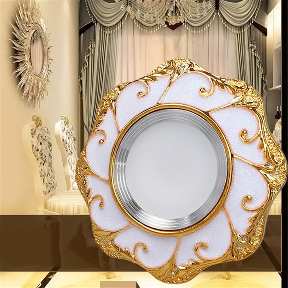 American Luxury Gold Garland Rhombus Resin Downlights For Living Room Kitchen Corridor Indoor Decoration Recessed Spots Lamp