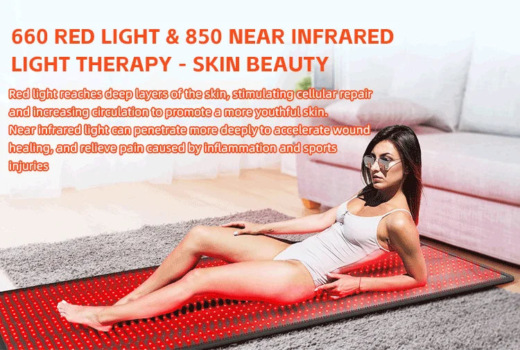 2025 660nm 850nm LED red light therapy yoga mat home health relaxation equipment whole body near infrared mat large mat