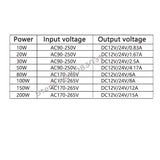 Waterproof IP67 LED Driver Ac DC 12V/24V 10W 15W 20W 25W 30W 36W 45W 50W 60W 80W 100W 120W 150W Power Supply for LED Strip Light