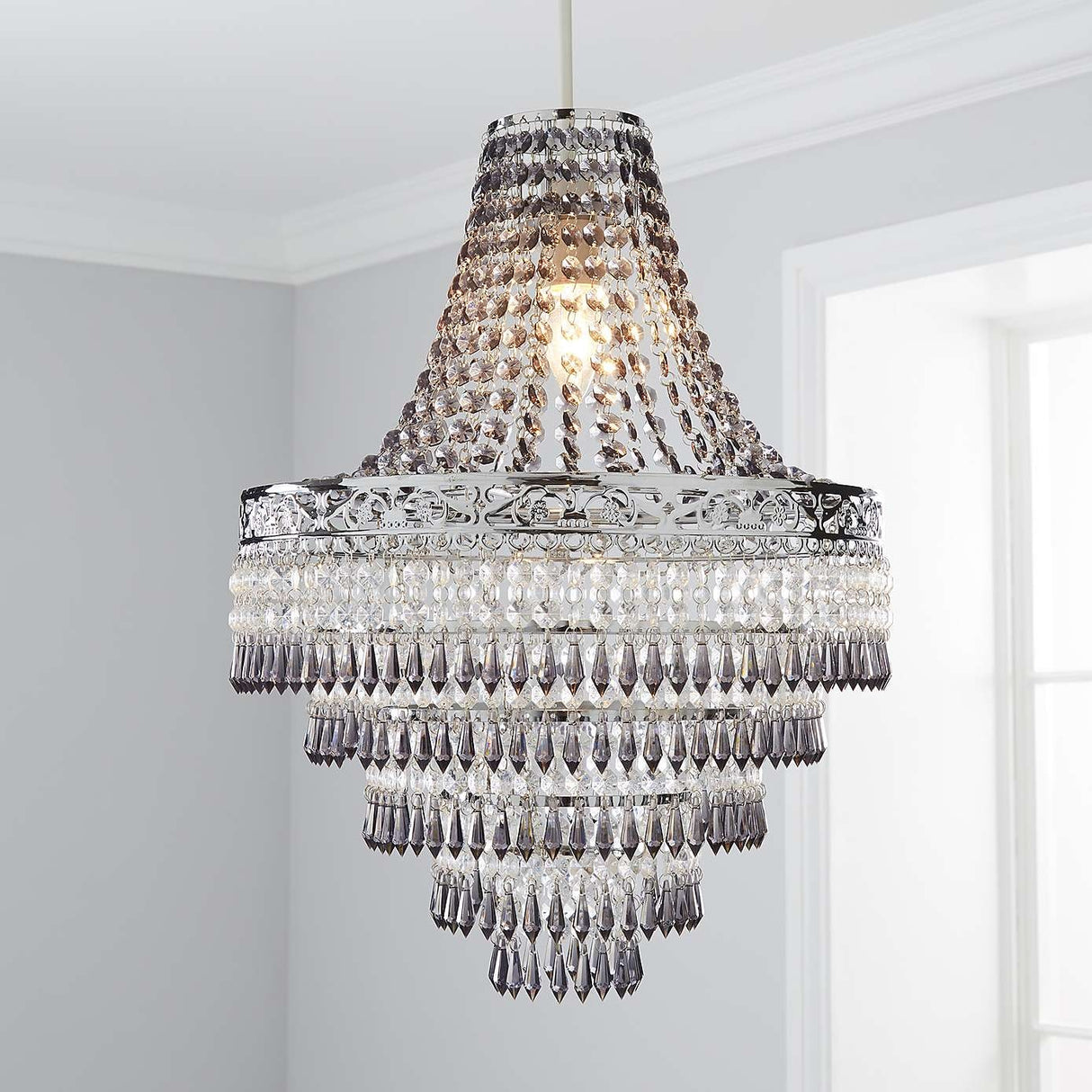 Plastic Large Acrylic Chandelier Shade 47cm Easy Fit Pendant Droplets Lamp Shade no Bulb (Without Light Cord Kit)