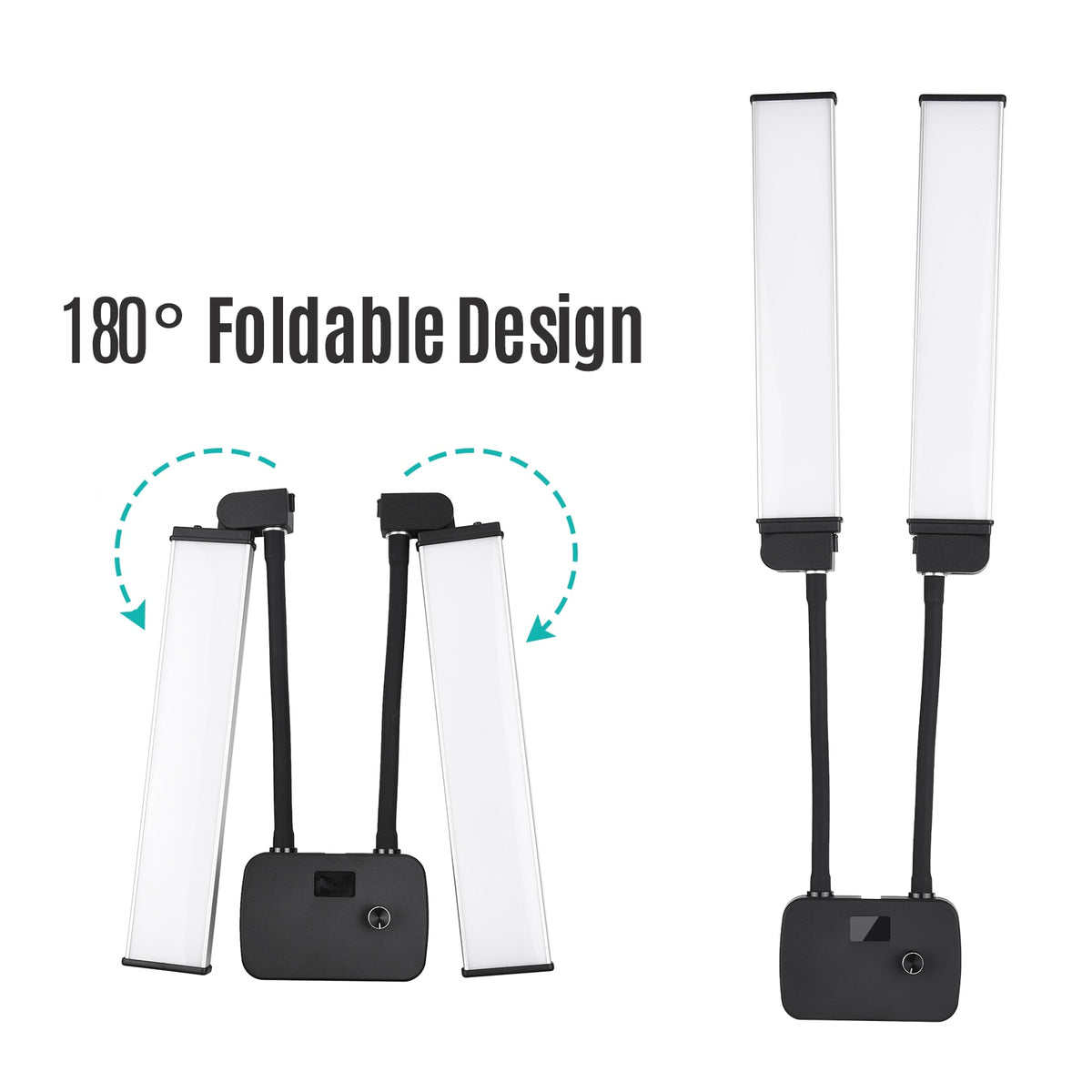 Flexible Double Arms LED Fill Light Bi-color Dimmable LED Video Light 3 Lighting Modes with Phone Holder for Makeup Live Stream