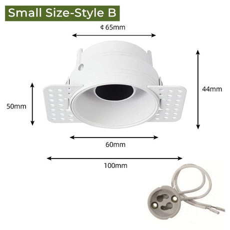 Frameless Recessed LED Ceiling Downlight Adjustable Mount Frame Socket GU10/MR16/MR11 Bulb Holder Spot Lighting Fitting Fixture