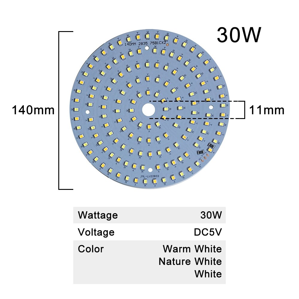 DC5V Dimmable LED chip 5W 6W 10W Surface Light Source SMD 5730 LED Light Beads DIY Tricolor Adjustable LED Bulb White Warm White