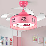 Modern children bedroom decor led invisible ceiling fan light lamp living dining room ceiling fans with lights remote control