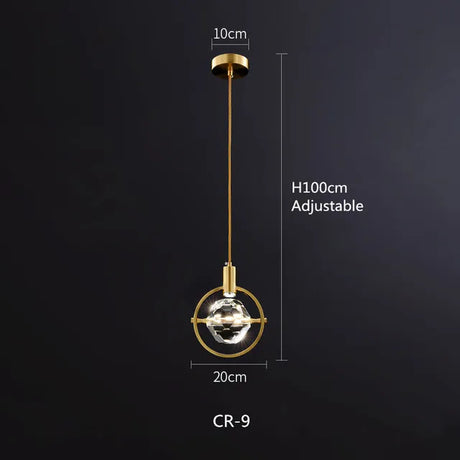 Modern Pendant Light Nordic Luxury K9 Crystal Chandelier Ceiling Lamps Hanging Fixture Indoor Living Dining Room Bedroom Decors