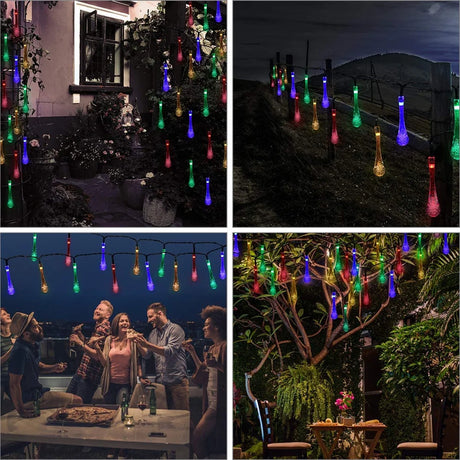 Solar Lamp LED Outdoor Water drops String Lights 6/5/2m 30/20/10 LEDs Fairy Holiday Christmas Party Garland Garden Waterproof