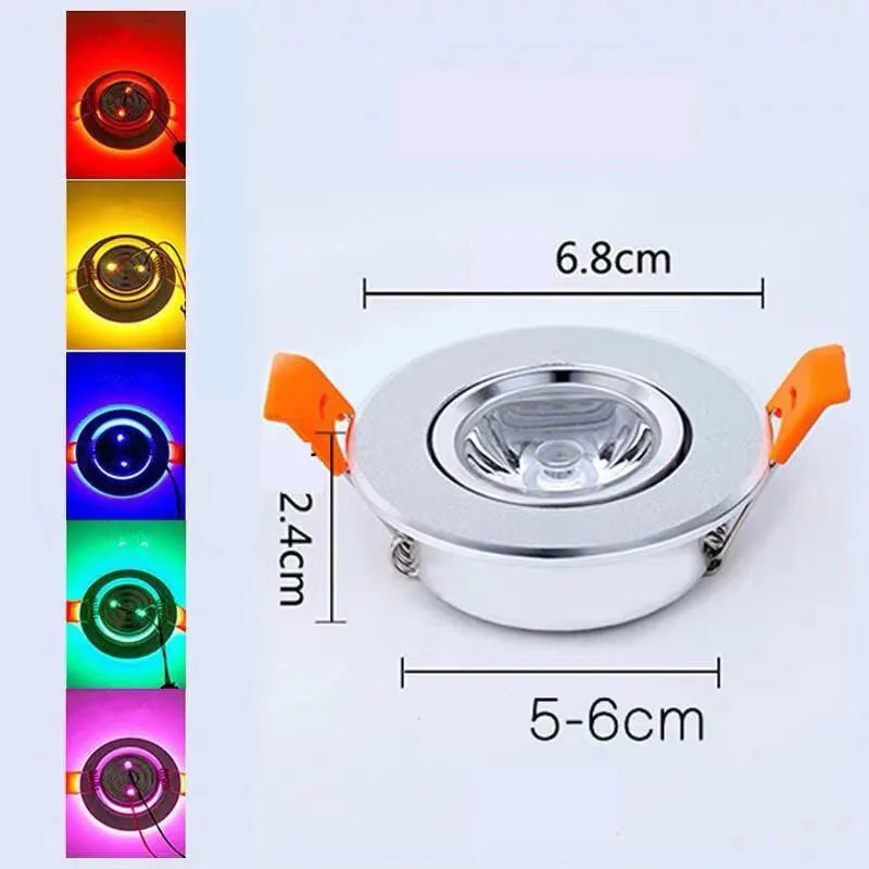 3W RGB LED Recessed Downlight & Spotlight (DC12V / 220V) - Dimmable Cabinet Light with Remote